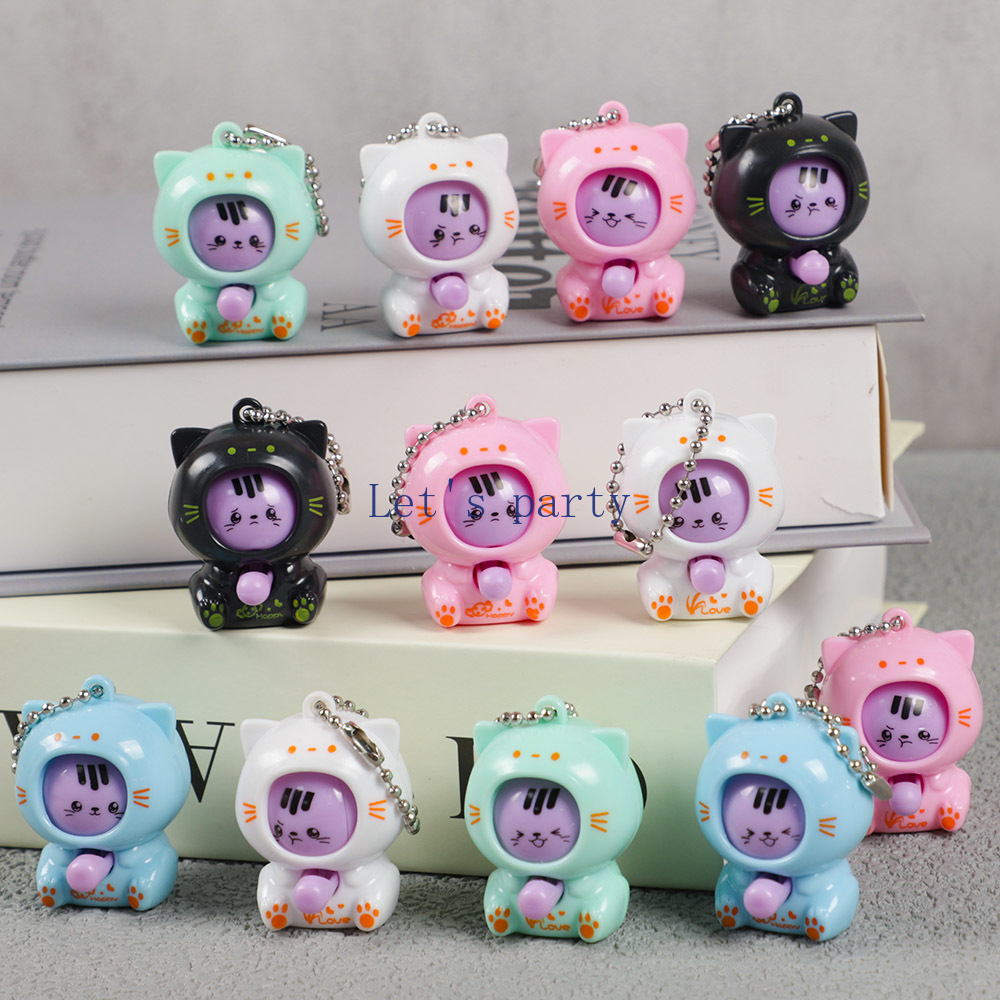 Party Games Baby Shower - 10Pcs Cartoon Mini Cat Face Change